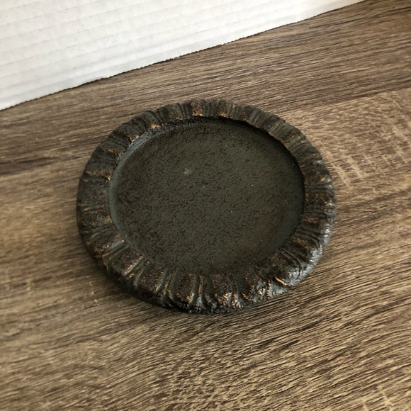 Vtg Heavy Cast Metal Footed Candle Holder - Picture 3 of 9